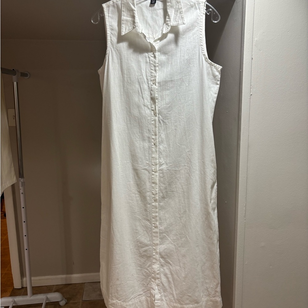 Saks Fifth Avenue MIDI Button Down Collared Dress Size Small - Picture 3 of 9